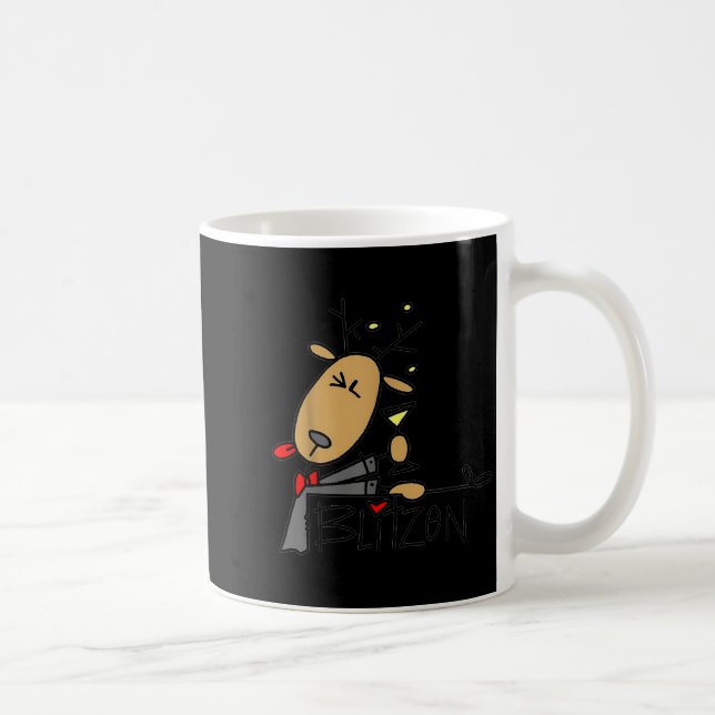 Blitzen Christmas Funny Reindeer  Coffee Mug (Right)