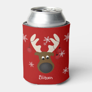 Blitzen Custom Christmas Reindeer Funny Can Cooler