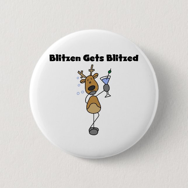 Blitzen Gets Blitzed 6 Cm Round Badge (Front)