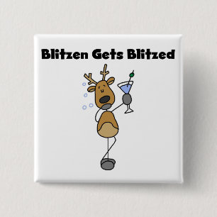 Blitzen Gets Blitzed Reindeer Tshirts and Gifts 15 Cm Square Badge