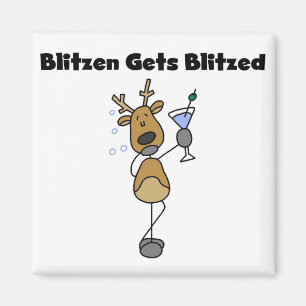 Blitzen Gets Blitzed Reindeer Tshirts and Gifts Magnet