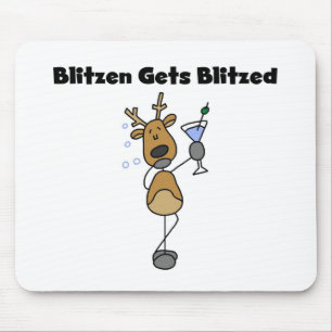 Blitzen Gets Blitzed Reindeer Tshirts and Gifts Mouse Mat
