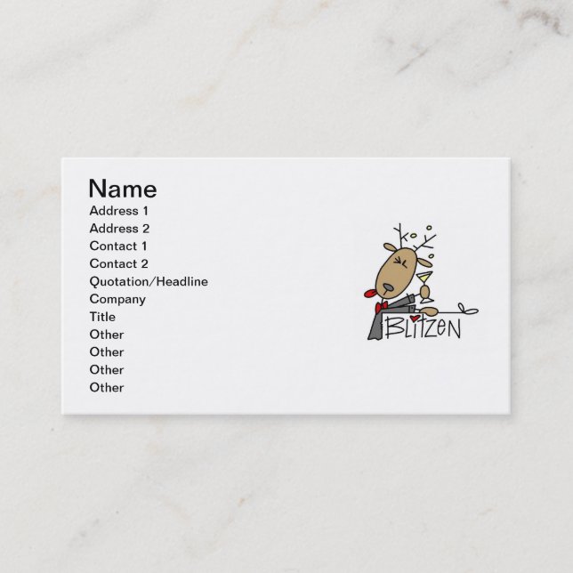 Blitzen Reindeer Christmas Tshirts and Gifts Business Card (Front)