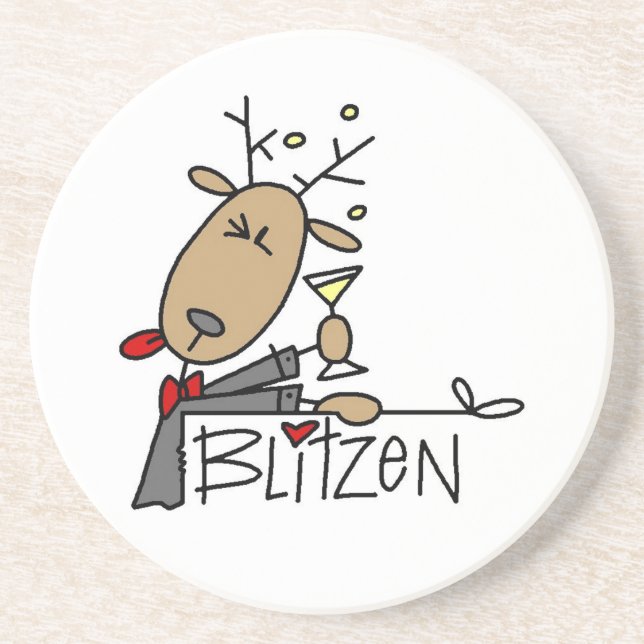 Blitzen Reindeer Christmas Tshirts and Gifts Coaster (Front)