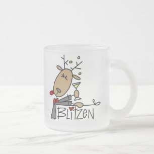 Blitzen Reindeer Christmas Tshirts and Gifts Frosted Glass Coffee Mug