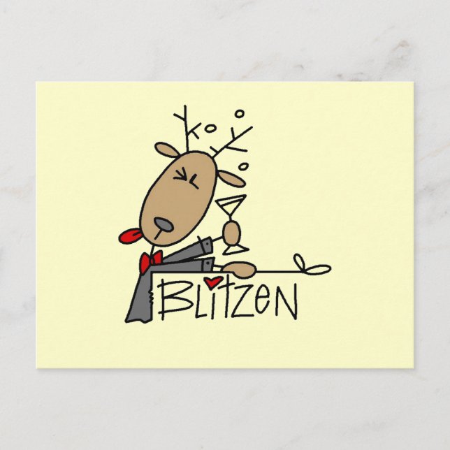 Blitzen Reindeer Christmas Tshirts and Gifts Holiday Postcard (Front)