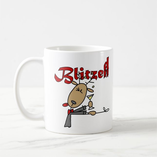 Blitzen Reindeer Funny Holiday Mug (Left)