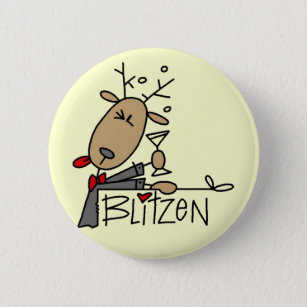 Blitzen Reindeer T-shirts and Gifts 6 Cm Round Badge