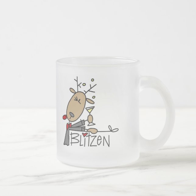 Blitzen Reindeer T-shirts and Gifts Frosted Glass Coffee Mug (Right)