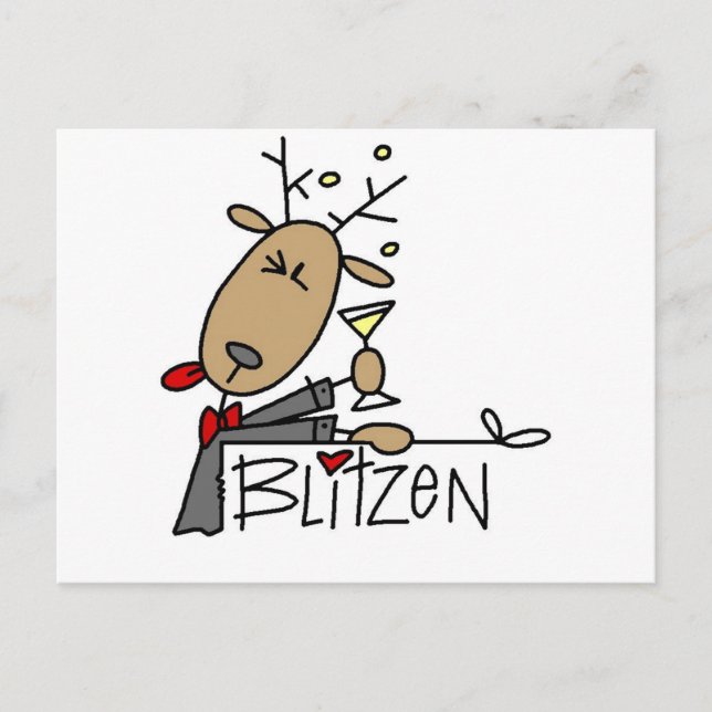 Blitzen Reindeer T-shirts and Gifts Holiday Postcard (Front)