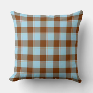 Blizzard Blue and Livid Brown Plaid Cushion