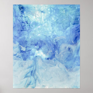 "Blizzard" collection- blue and white abstract Poster