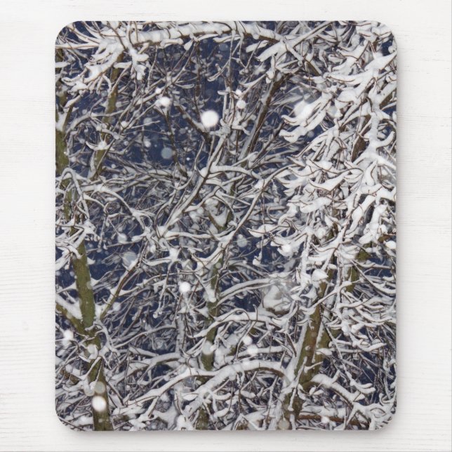Blizzard Tree with Snow Covered Branches Photo Mouse Mat (Front)