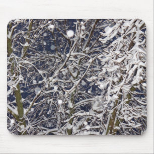 Blizzard Tree with Snow Covered Branches Photo Mouse Mat