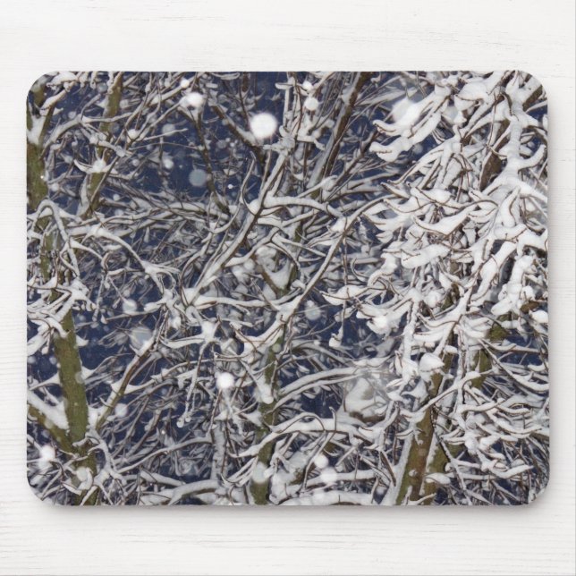 Blizzard Tree with Snow Covered Branches Photo Mouse Mat (Front)