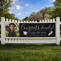 BLK & CREAM 2026 | Graduation Banner with Photo