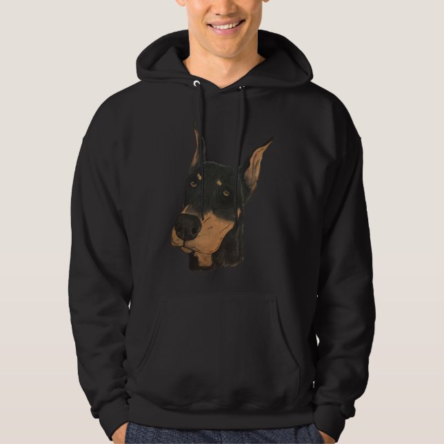 Blk Crop Doberman Hoodie (Front)
