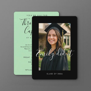 BLK & GREEN 2026 Graduation Invite with Photo