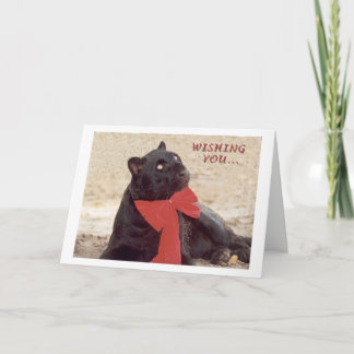 Blk Leopard holiday bow Card