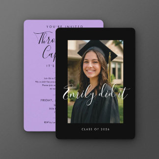 BLK & PURPLE 2026 | Graduation Invite with Photo