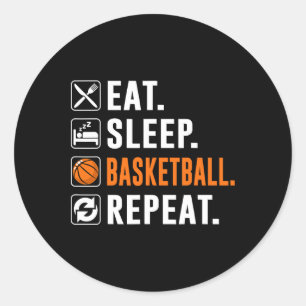 Bll Eat Sleep Sketll Repeat Funny Sketll Player Classic Round Sticker