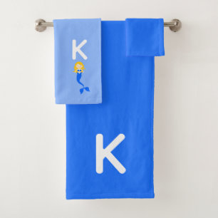 Bllue Mermaid Monogrammed Bath Towel Set