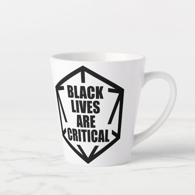 BLM Black Lives are Critical [B&W] Latte Mug (Right)