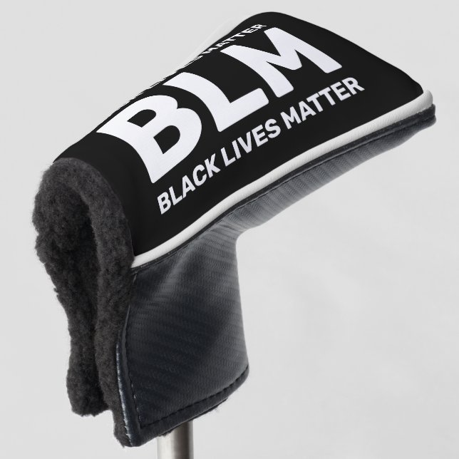 BLM Black Lives Matter White Typography on Black Golf Head Cover (3/4 Front)