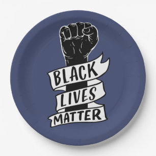 blm protest black lives matter equality power fist paper plate