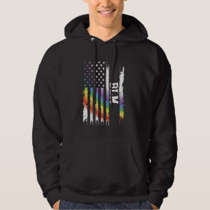 BLM United States Distressed Rainbow w US Flag Hoodie