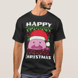 Blob Fish Happy Christmas Cute Festive Santa Hat T-Shirt