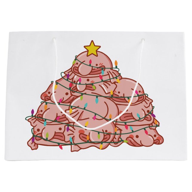 Blobfish Christmas Tree Funny Animal Christmas Lar Large Gift Bag (Front)