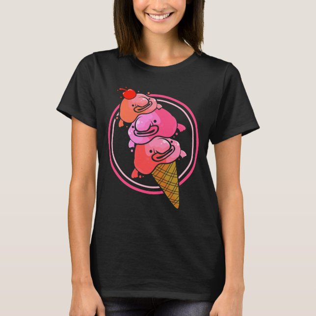 Blobfish Ice Cream Combined Cute Deep Sea Fish T-Shirt (Front)