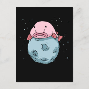Blobfish Moon Astronaut Gift Kids Blobfish Postcard
