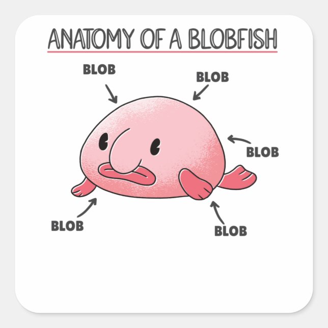 Blobfish Statement Anatomy Of Blobfish Square Sticker (Front)