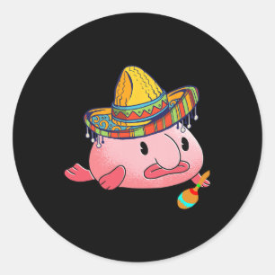 Blobfish Ugly Fish Deep Sea Funny Sombrero Costume Classic Round Sticker