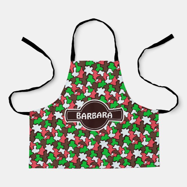 Blobs Green Brown Minimal Pattern Apron (Front)