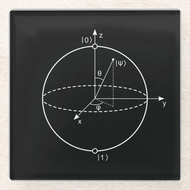 Bloch Sphere | Quantum Bit (Qubit) Physics / Math Glass Coaster (Front)