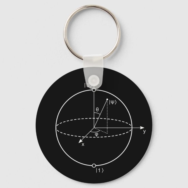 Bloch Sphere | Quantum Bit (Qubit) Physics / Math Key Ring (Front)