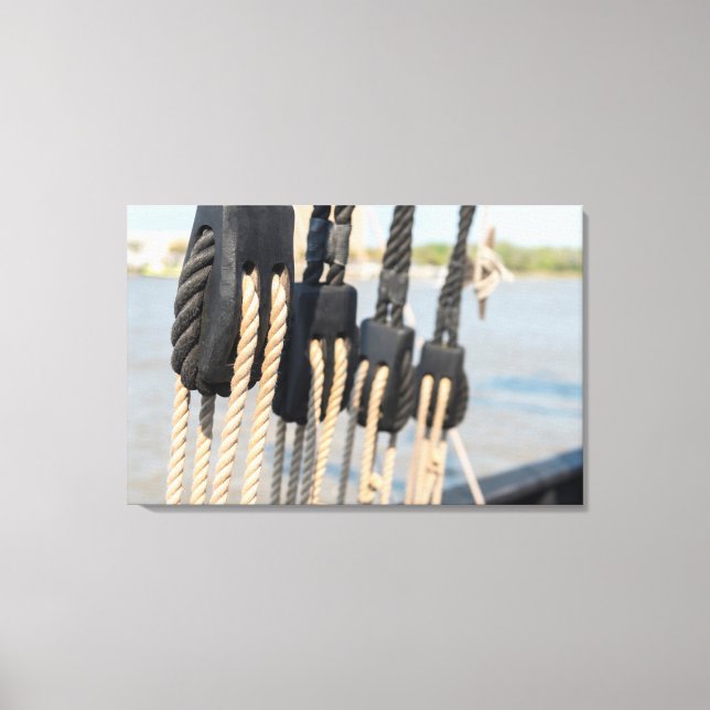 Block And Tackle Of A Ship Canvas Print (Front)