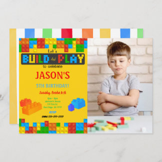 Block Birthday Photo Invitation