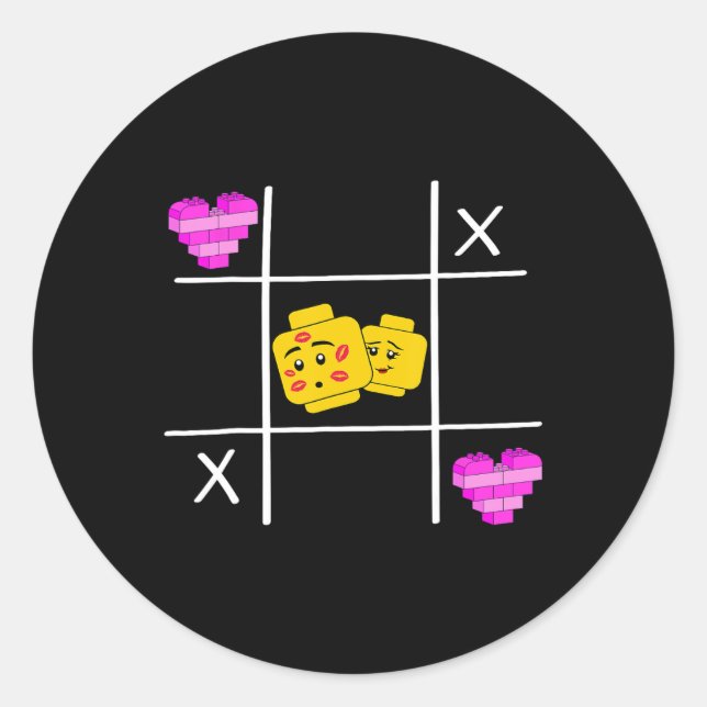 Block Brick Building Figure Heart Master Builder V Classic Round Sticker (Front)