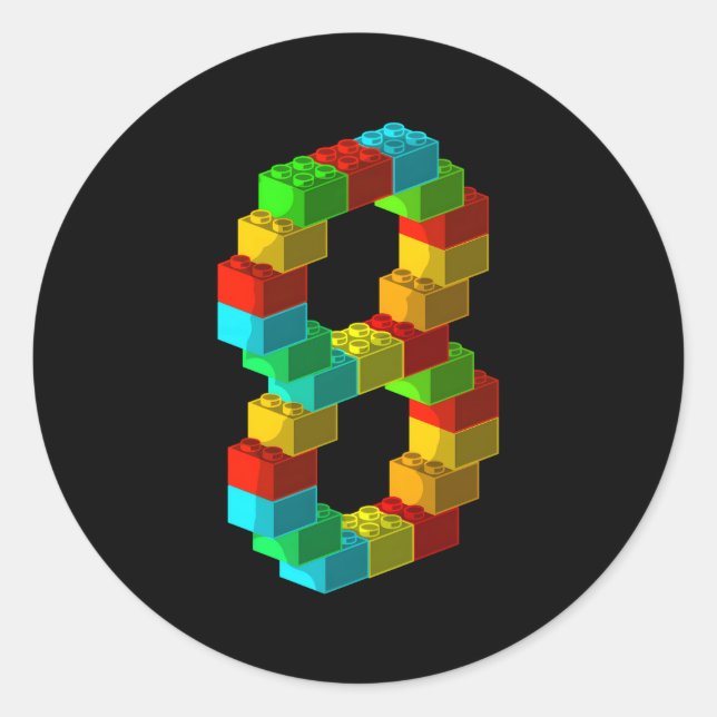 Block Building 8Th 8 Classic Round Sticker (Front)