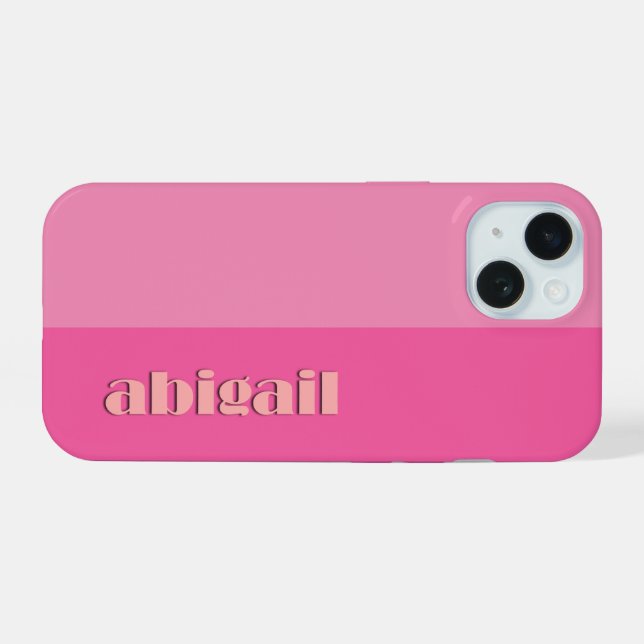 Block Colours With Personalization iPhone 15 Case (Back Horizontal)