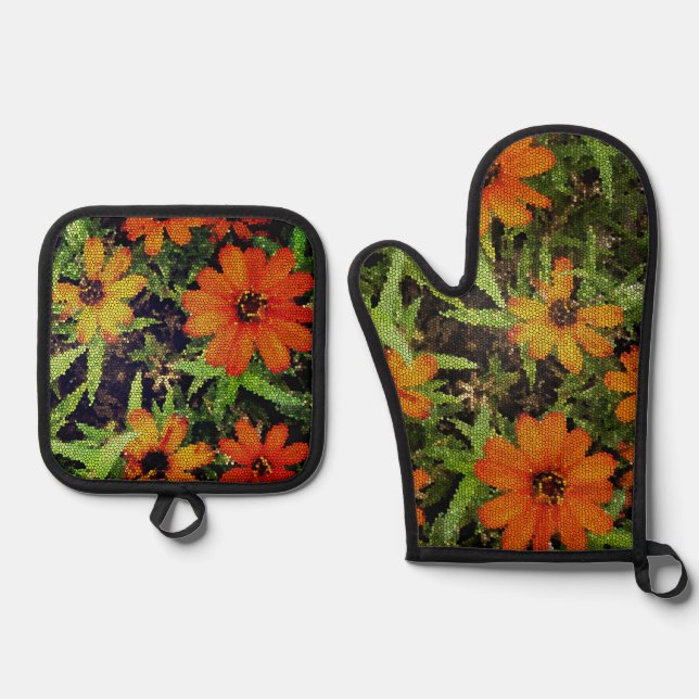 Block-Flower Mitt set (Front)