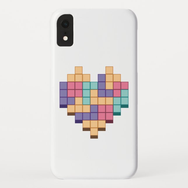 Block Game Heart Retro Style Case-Mate iPhone Case (Back)