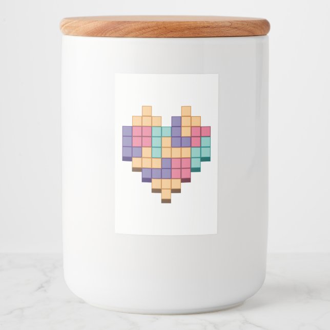 Block Game Heart Retro Style Food Label (Front)