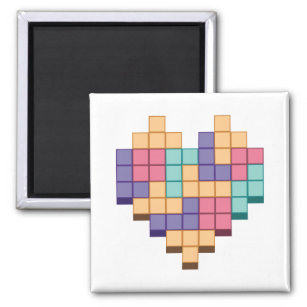 Block Game Heart Retro Style Magnet