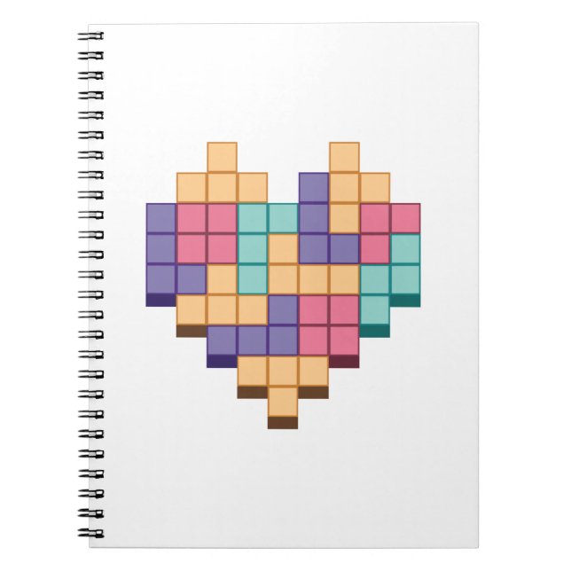 Block Game Heart Retro Style Notebook (Front)