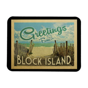 Block Island Beach Vintage Travel Magnet